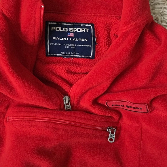 Vintage Ralph Lauren Polo Sport Men’s 1/4 Zip Fleece Jacket Red Size M Polartec - Picture 6 of 11